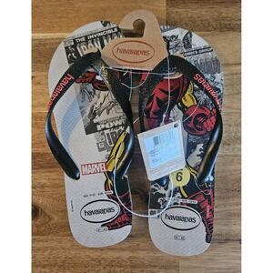 Havaianas Iron Man Marvel Flip Flop Sandals Size 9/10 Ice Grey NWT